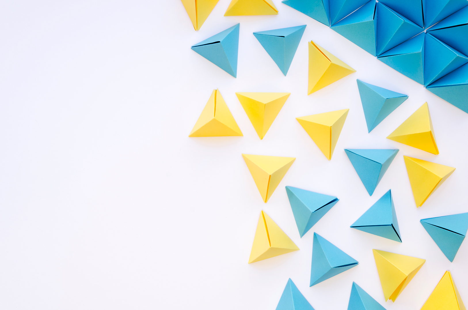 Top View of Colourful Paper Pyramids